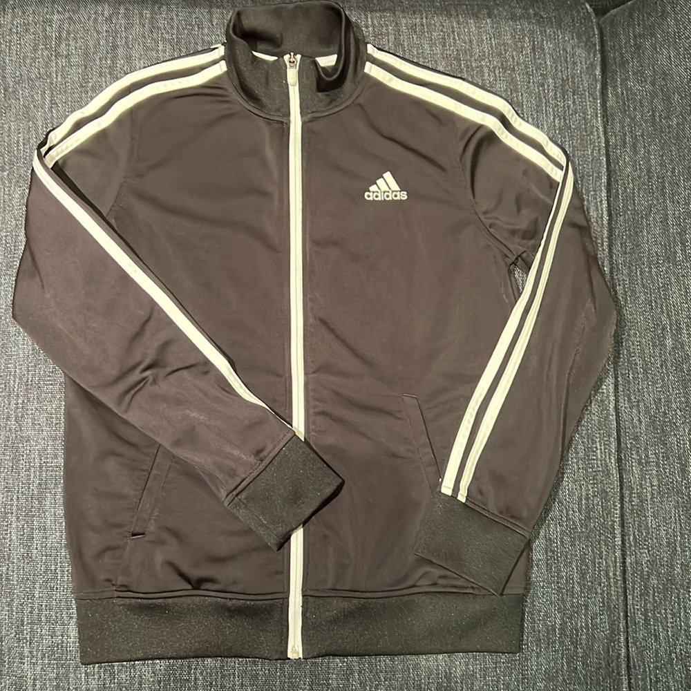 Adidas Track Zip Up Jacket Black - Youth Size M (10/12)